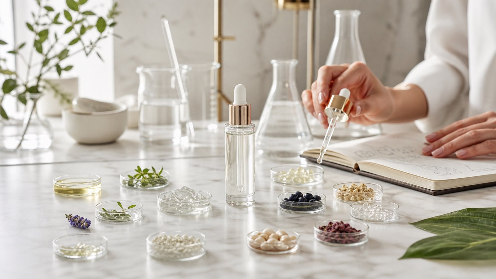 Luxury vegan skincare formulation with purposeful ingredients
